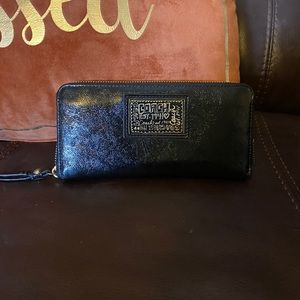 Coach poppy collection large zip around wallet